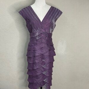 049 - Adrianna Papell Layered Purple Midi Dress